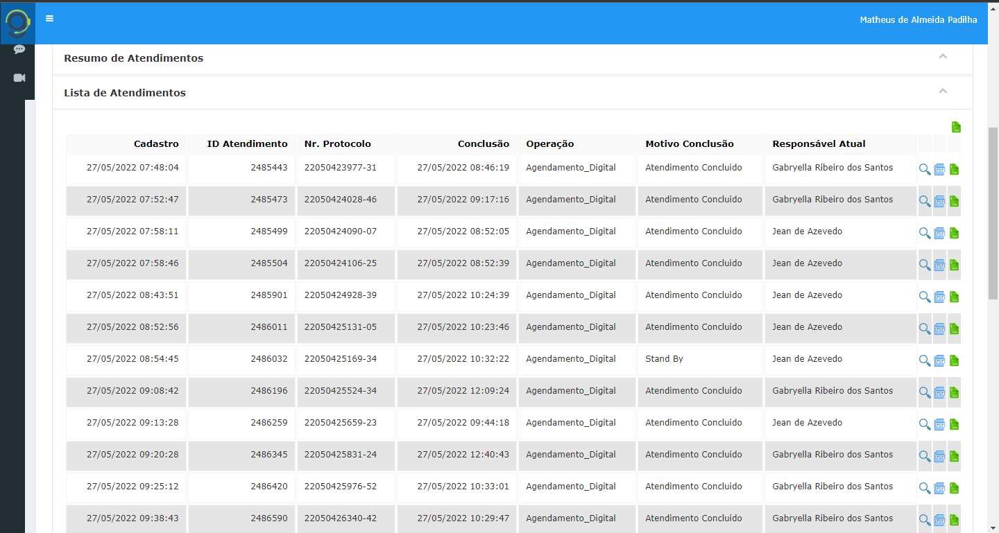 Log Call > Apresentação da tela de monitoramento para ver o resumo de produtividade e acessar todos os atendimentos do período desejado > image2022-5-30_14-21-50.png